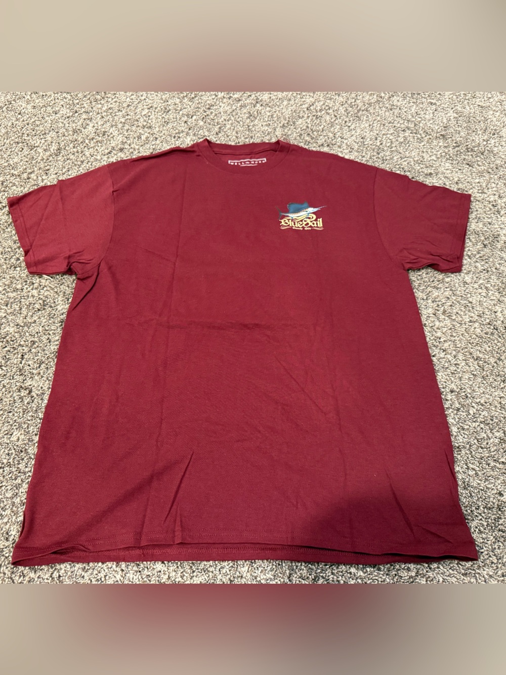 Well Worn Maroon Short-Sleeve Tee with Small Chest Logo